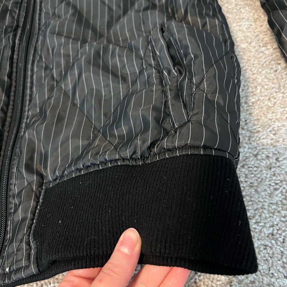 ▪️SEMANTIC DESIGN: Men’s size M, black & white pinstripe bomber zip-up jacket▪️ - Picture 6 of 8